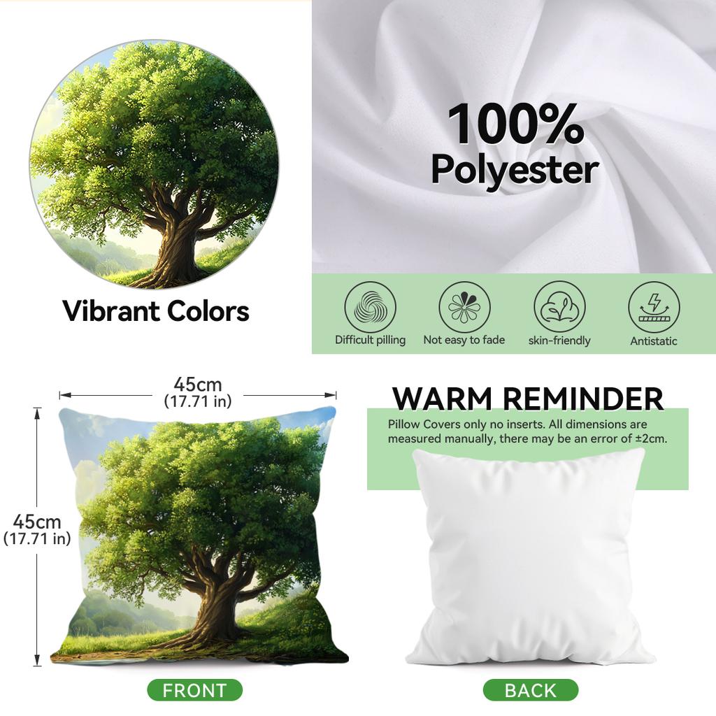 Green Forest Deer Cushion Pillowcase Printed Polyester 45X45Cm Throw Pillowcover Decorative Sofa Cushion Pillowslip Home Decor