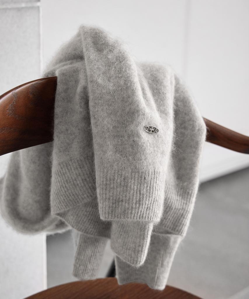 Leondeondada Soft Cashmere Pendant V Pullover Knitwear, L.Grey