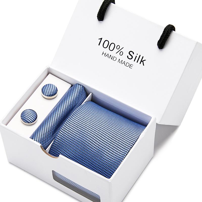 Men'S Tie Gift Box 5-Piece Set Tie Pocket Towel Scarf Cuff