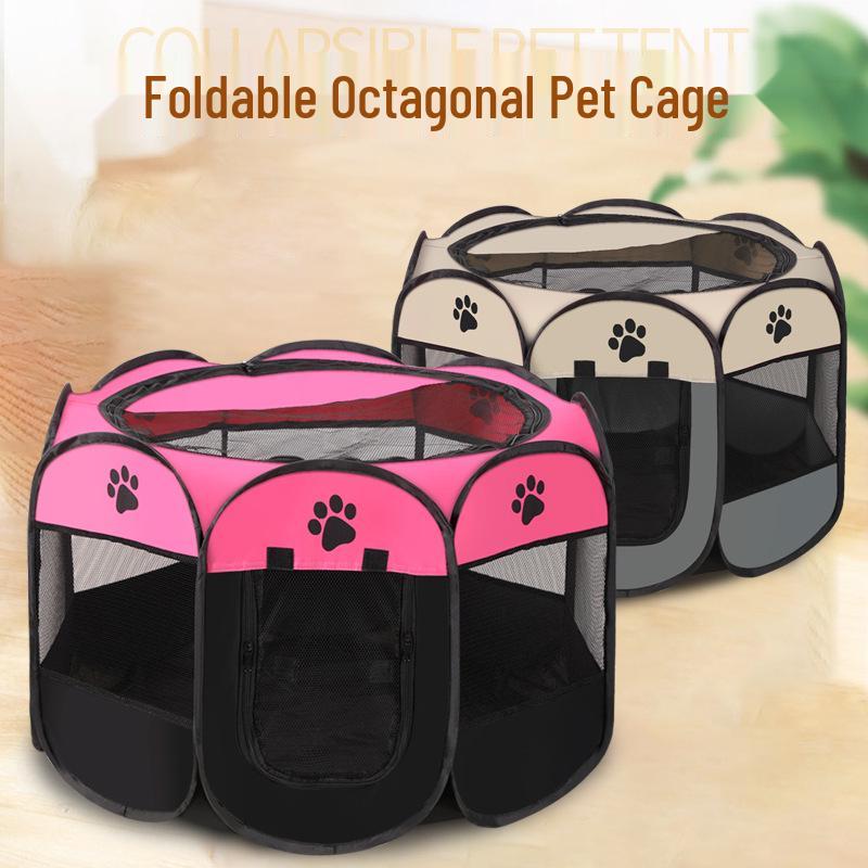 Octagonal Pet Tent: Scratch-Resistant Oxford Cloth Foldable Cage, Kennel, and Bed for Dogs & Cats