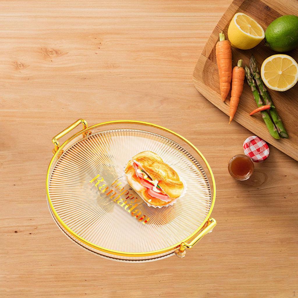 Breakfast Platter Decorative Round Serving Tray with Handle Jewelry Storage Vanity for