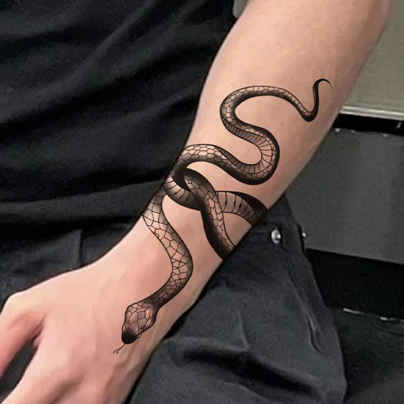 1 Stück Schlange Temporäres Tattoo Aufkleber, Langanhaltend und Wasserdicht, Realistische Fake Tattoos für Männer und Frauen, Für Arm, Bein.