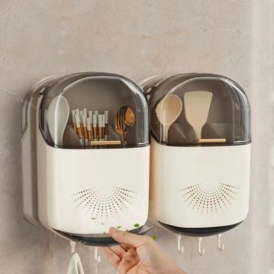 Besteckaufbewahrungsbox mit Deckel Wandaufbewahrungsbox Besteck Küche Haushalt Utensil Staubdicht Essstäbchenhalter