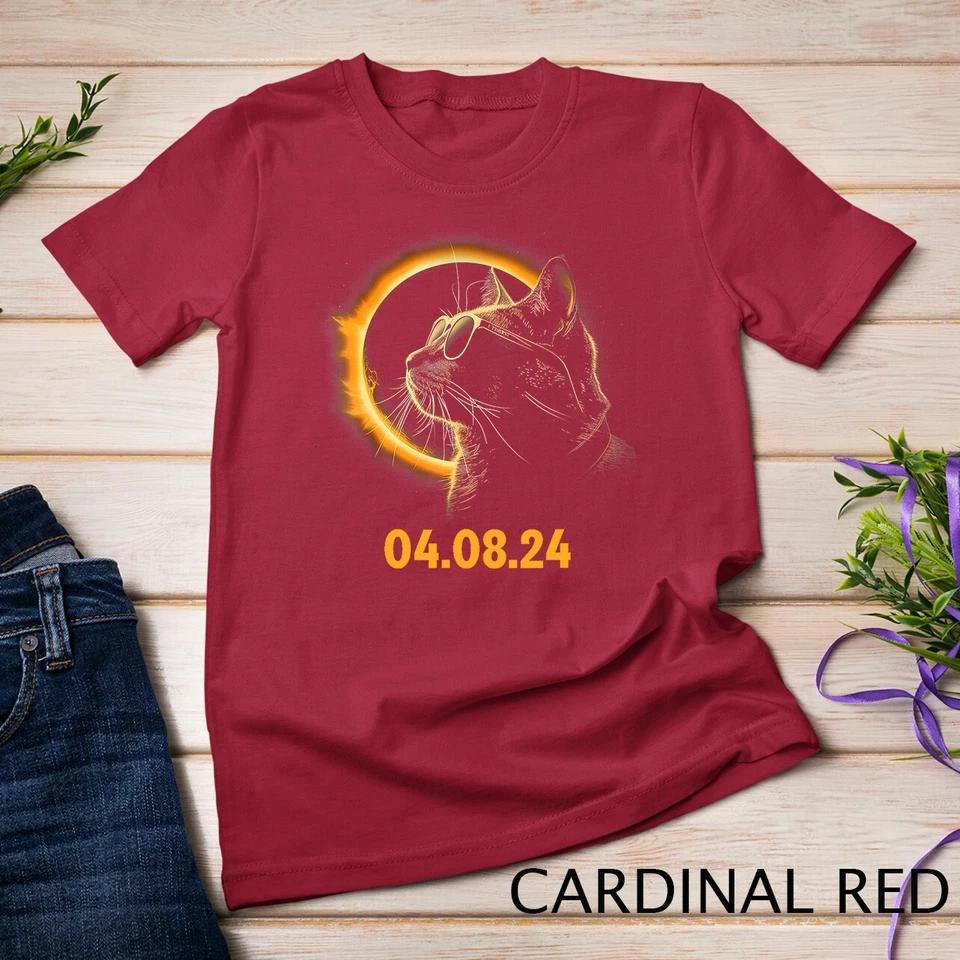 Solar Eclipse Cat Solar Eclipse Glasses Cat Funny T-Shirt Unisex T-shirt 3 3XL