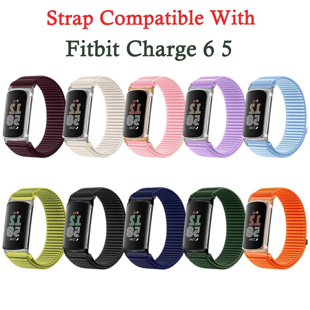 Nylon Loop Band Compatible with Fitbit Charge6 Charge5 Breathable Sport Watchband Suitable for Fitbit Charge 6 5 Women Men Band