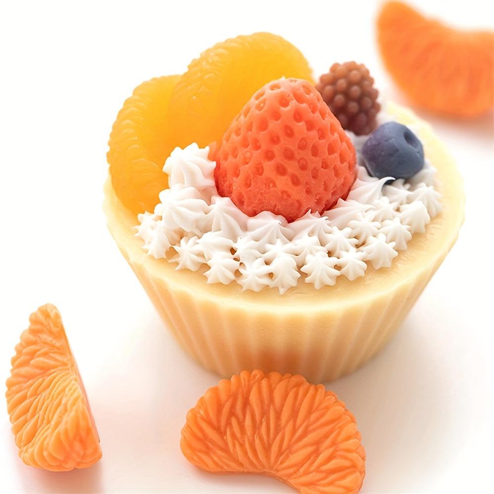 5pcs Fruit Shaped Fondant Molds,3D Strawberry, Orange, Pineapple, Raspberry & Blueberry Silicone Fondant Molds for Cupcake Topper