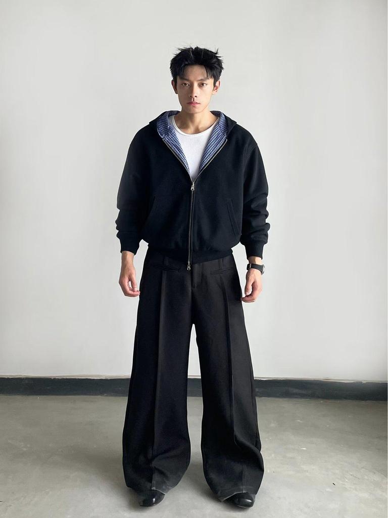 Herren Karierter Patchwork Cardigan Sweatshirt - Herbst/Winter Doppelseitig Locker Geschnittene Vielseitige Jacke