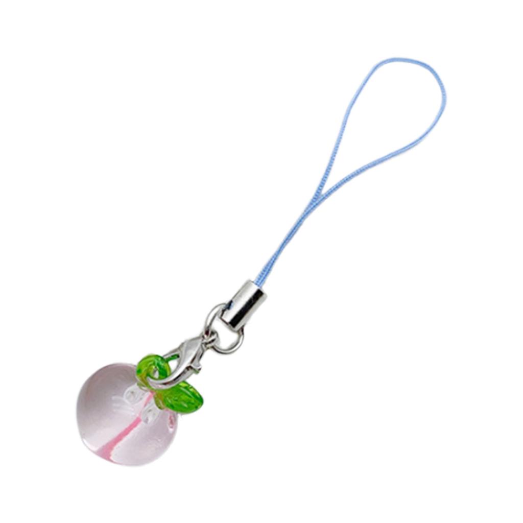 Cute Cherry Strawberry Peach Charm Pendant Chain Phone Strap Pocket Keychain Strap Decoration for Key Bag Purse