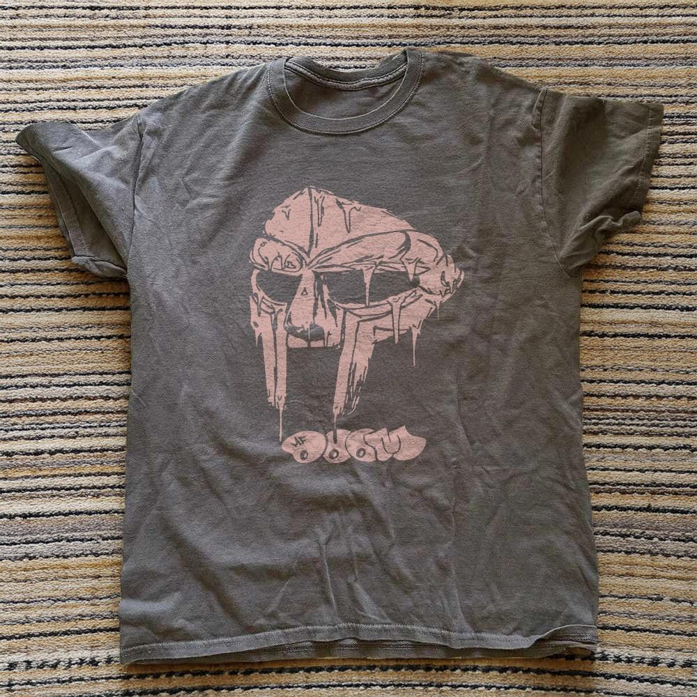 Mf Doom Mask Shirt Hip Hop 90s Retro Charcoal Heavy Cotton T-Shirt M