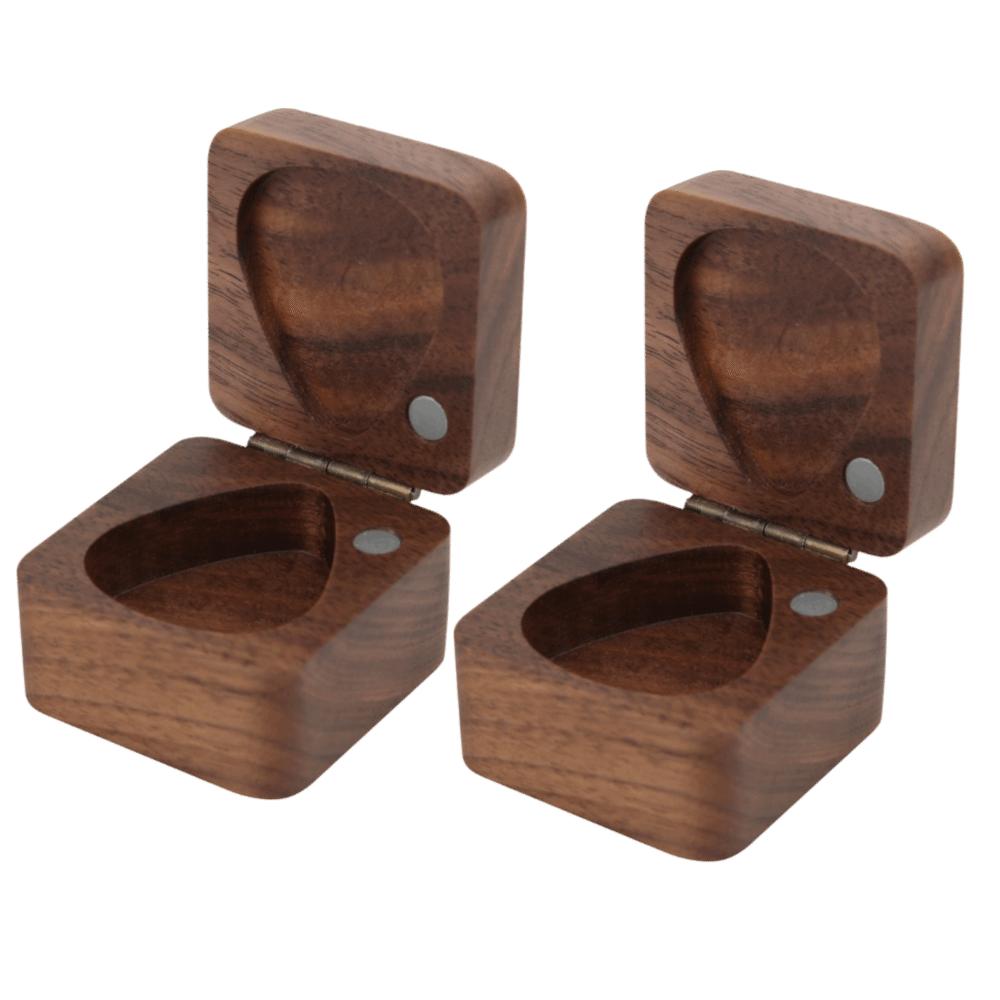 2PCS Wood Wooden Guitar Pick Holder Wooden Color Plectrum Storage Box  Guitar Player