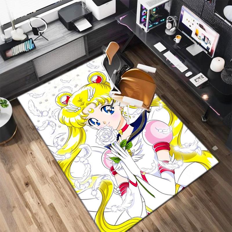 Cute cartoon theme Sailor Moon Tsukino Usagi cartoon rug Multifunctional household anti-slip decorative door mat, outdoor floor mat, and carpet Y14
