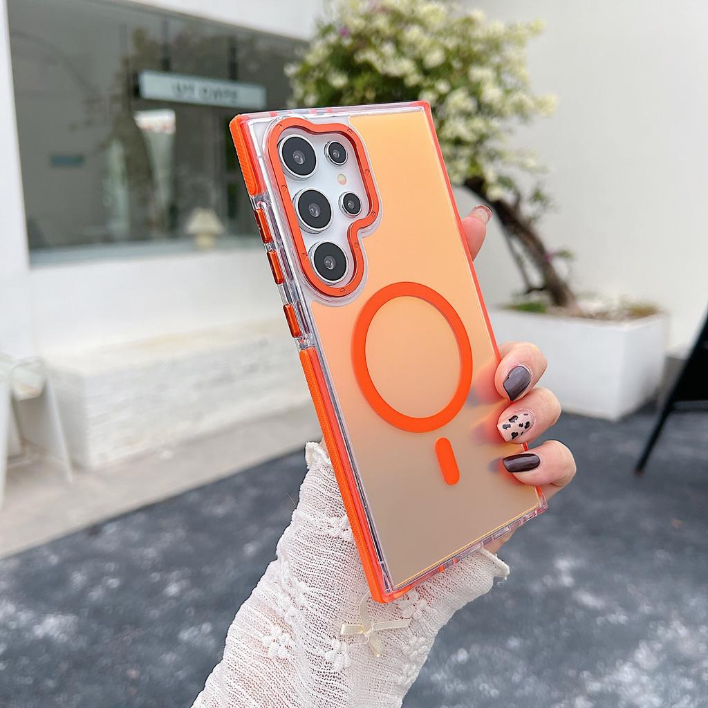 Two Color Xuncai Suitable for Samsung S25 Mobile Phone Case Colorful Hardware Lens Magnetic Absorption A54 A16A06A55 Ultra Proof Drop