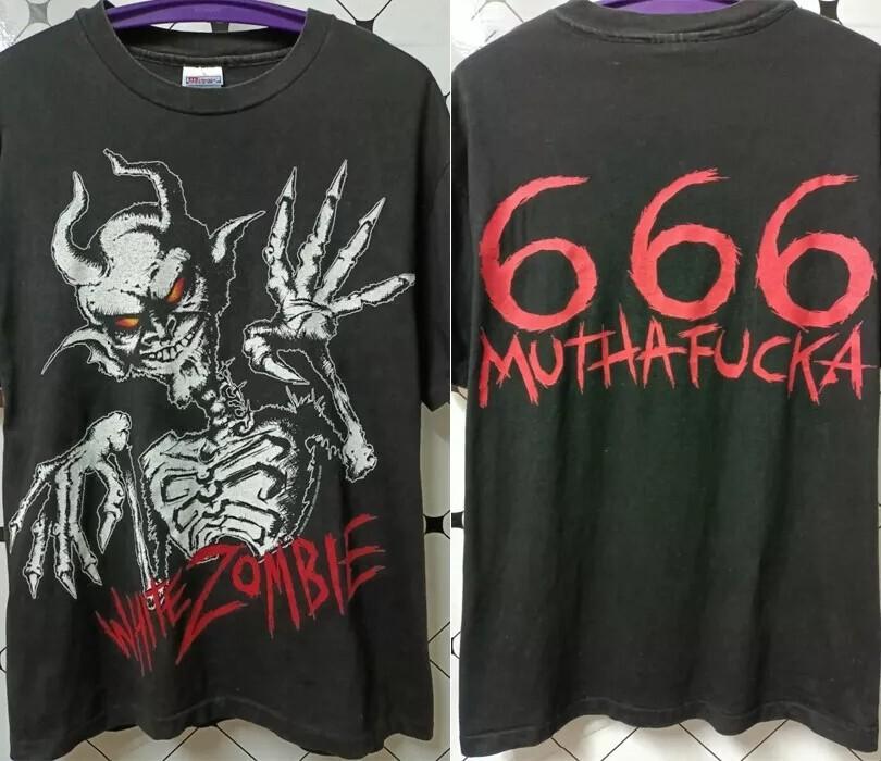 

Reprint 90s White Zombie Horror T shirt 2 side 1996 666 motherF......e wbr r S5XL Unisex T-Shirt S