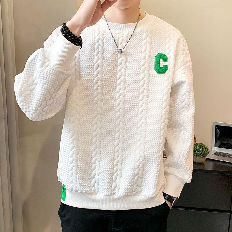 

Men s Trendy Round Neck Velvet Long Sleeve T-Shirt: Handsome, Loose-Fit for Autumn and Winter 2XL for 72.5-80kg