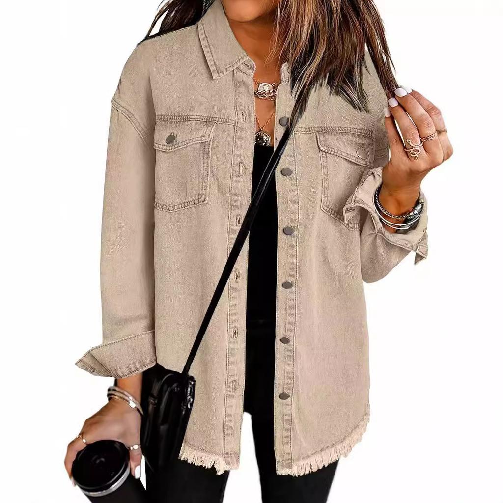 New Denim Jacket for Autumn and Winter, with A Unique Street Style and Ruffled Hem for Women