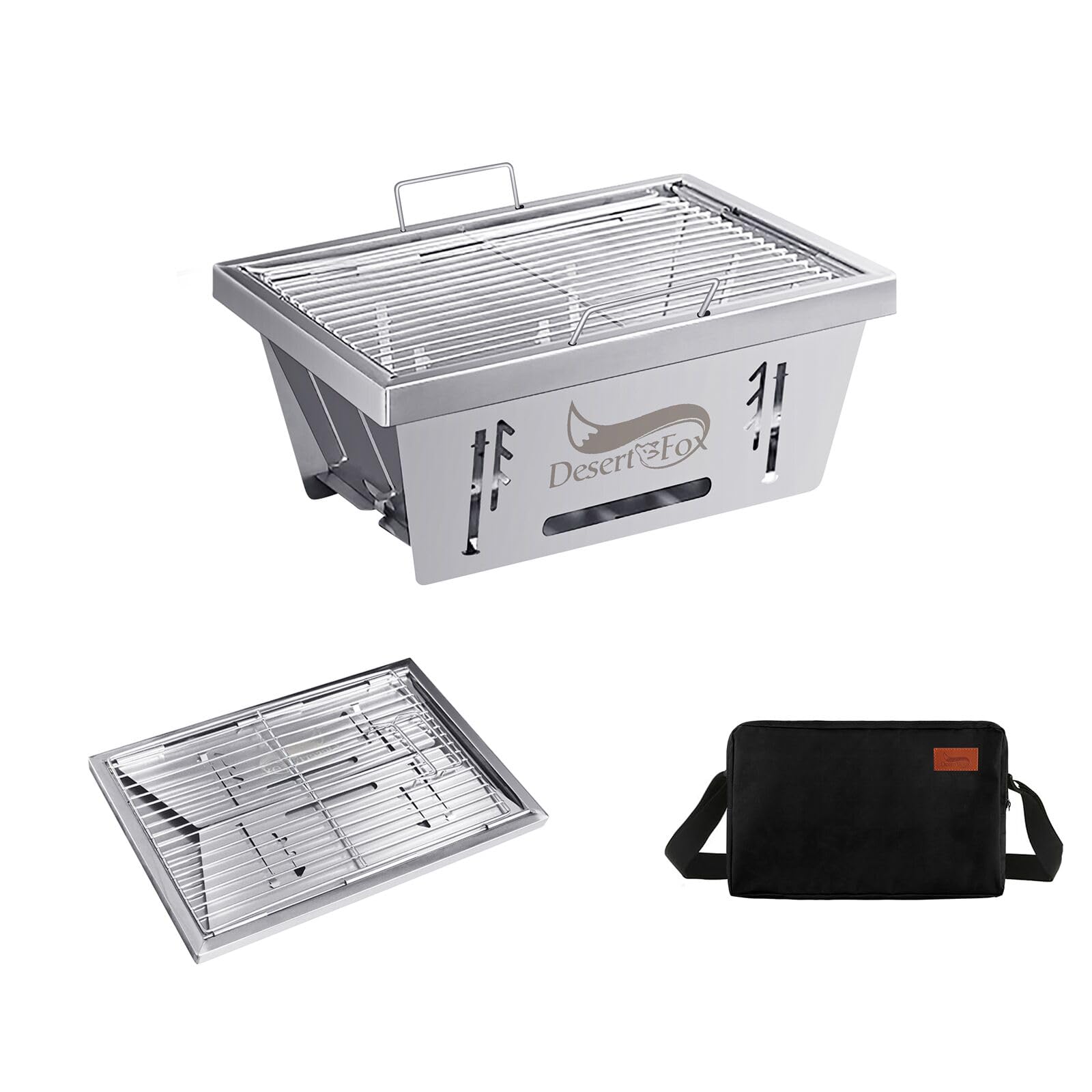 

Folding BBQ igt campfire compatible with igt three height adjustment two stainless steel quick deployment and stainless includes storage KJ stove,