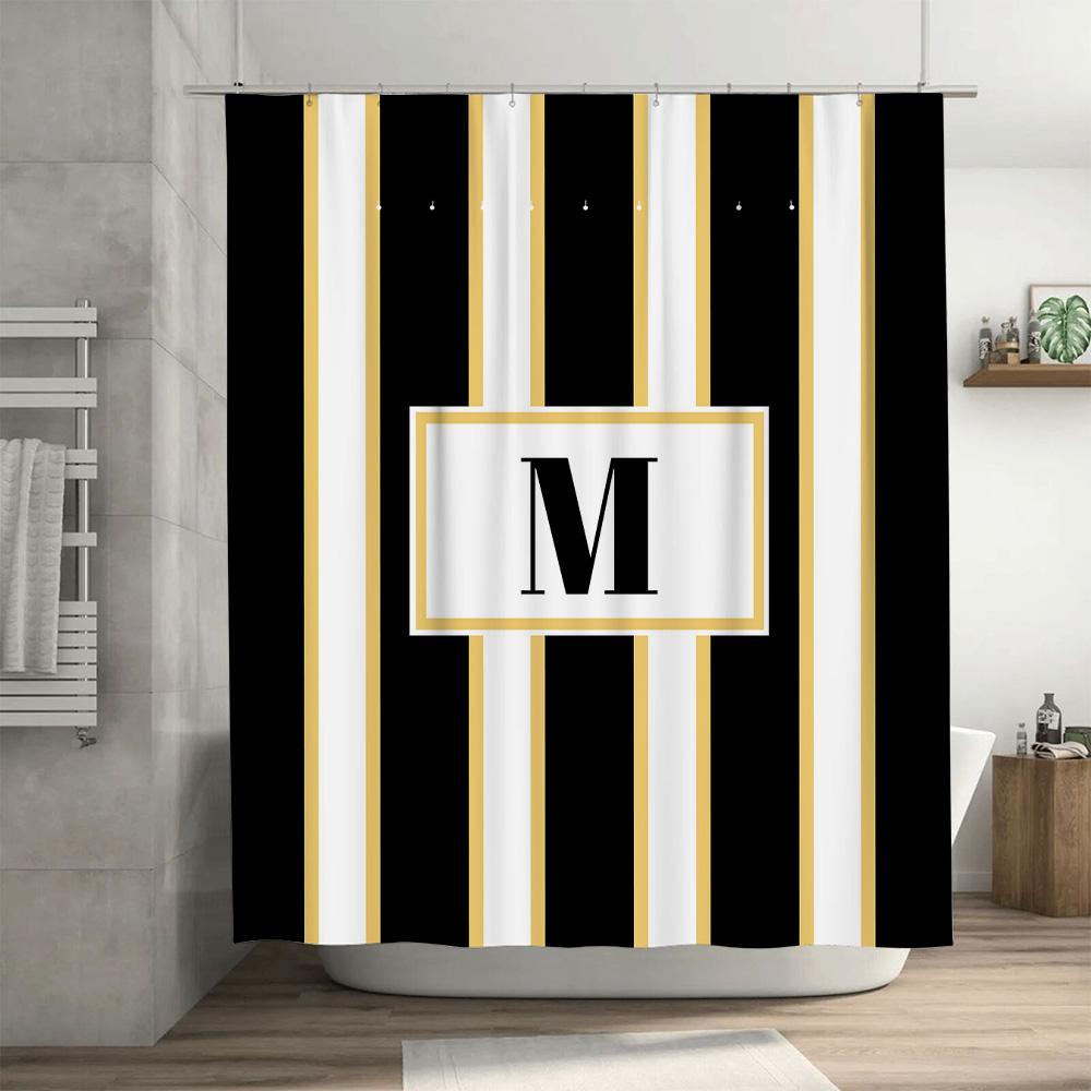 Grön Guld Marmor Duschdraperi Lyxig Badrumsdekoration, Vattentätt Tyg, Modern Heminredningsdetalj (75X180Cm)
