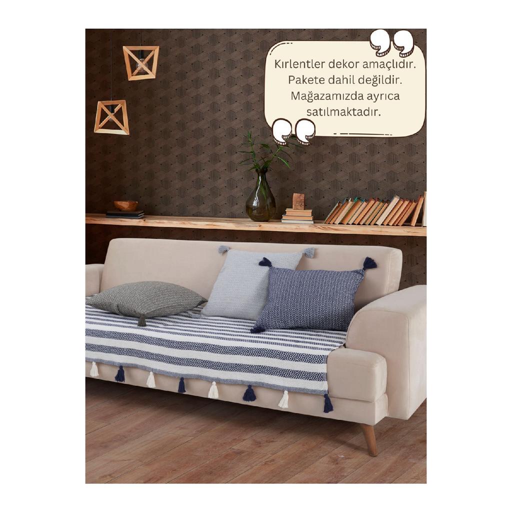 Liva Pompom Black Sofa Cover 115 X 200 Cm Sofa Divan Sofa Bed Armchair Cover Shawl With Tassels