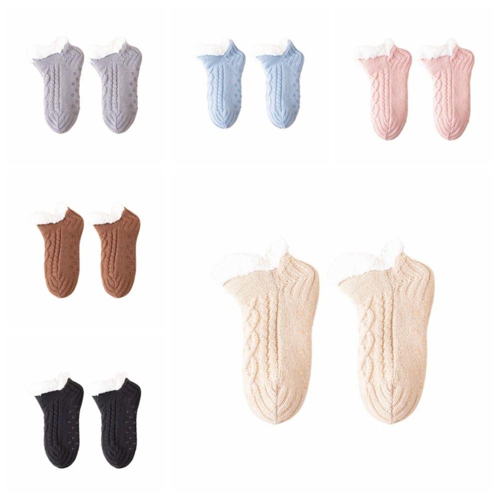 Grid Winter Floor Socks Silica Gel Sleeping Socks Cute Thicken Velvet Socks  Women