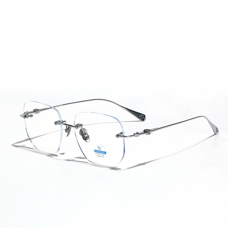 Glasses Ultra-Light Metal Titanium Glasses Men, Myopia Frame Glasses Frame, Trimmed Borderless Flat Glasses Women
