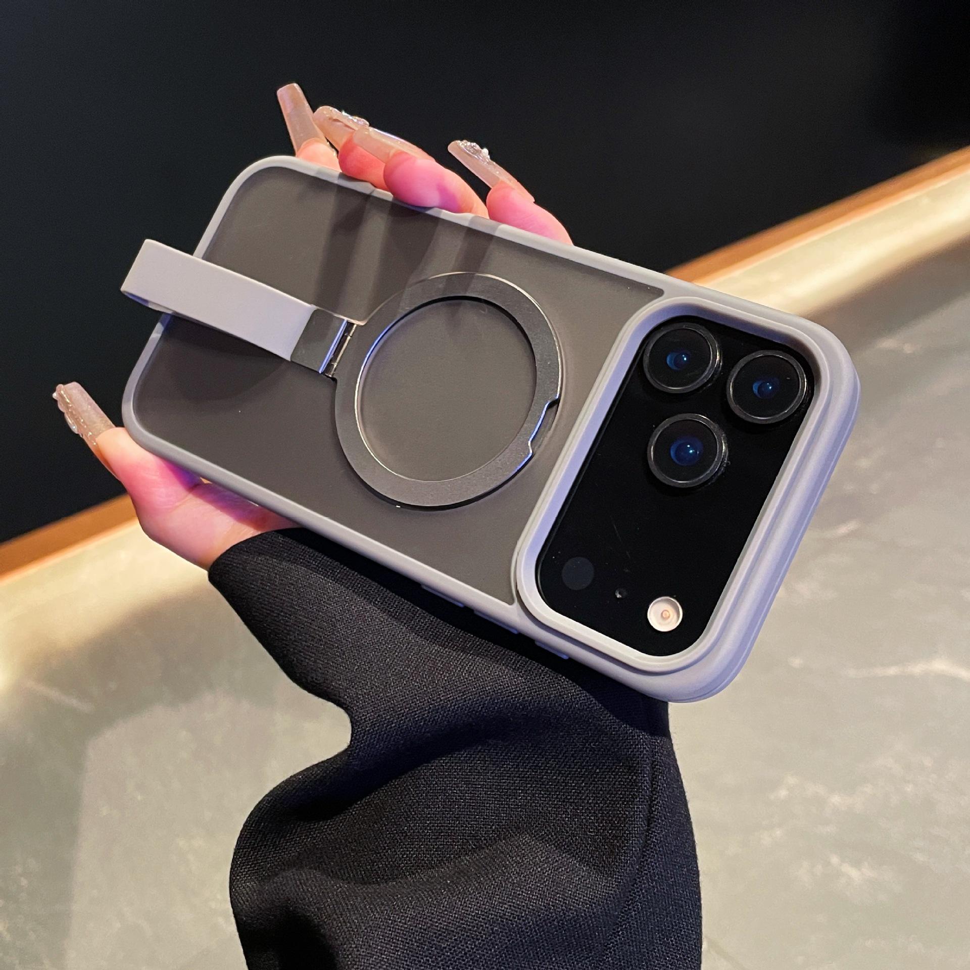Magnetic Frosted Skin-Feel Phone Case with Stand Lanyard for iPhone 17 Pro Max & Apple 16 iPhone 15
