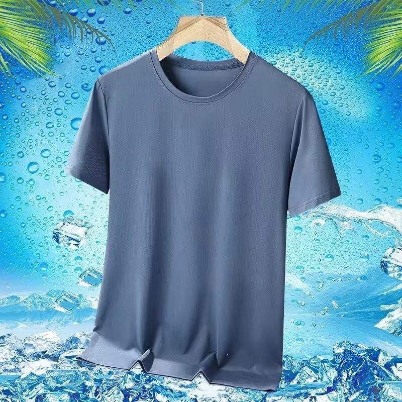 Ice Silk Running Quick-Drying Short-Sleeved Summer Mesh Fitness Sports Leisure Direct Sales Thin Loose Men'S Top