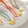  Beach Ocean Vacation Style 18K Gold Color Stainless Steel Pendant Necklace Natural Stone Bead Necklace Women