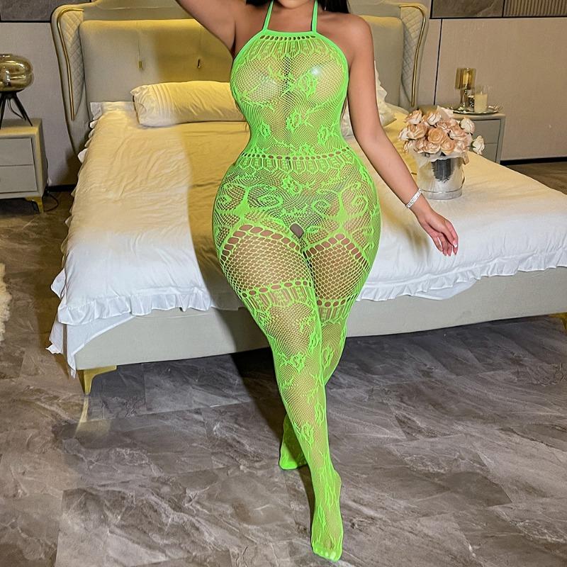 Sexy Seduction Lingerie Burgundy Suspender Hollow Net Jacket Open One-piece