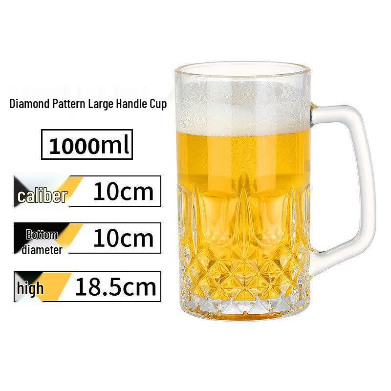 Biaoxing Hero 1000ml Pineapple Glass Beer Mug with Handle