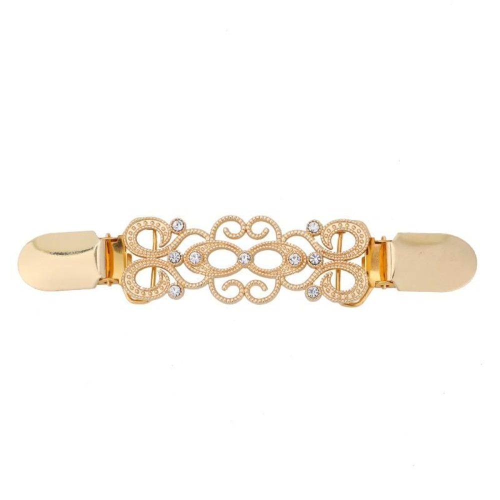 Retro Elegant Clothing Clip for Women Rhinestone Decoration Alloy Scarf Brooch Anti Slip Collar Clip Clothing Accessories 1PC
