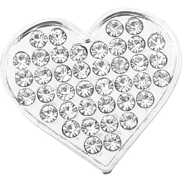 Bling Rhinestones Silver Tone Heart Shape Design 3D Emblem Car Sticker Auto Replacement Parts