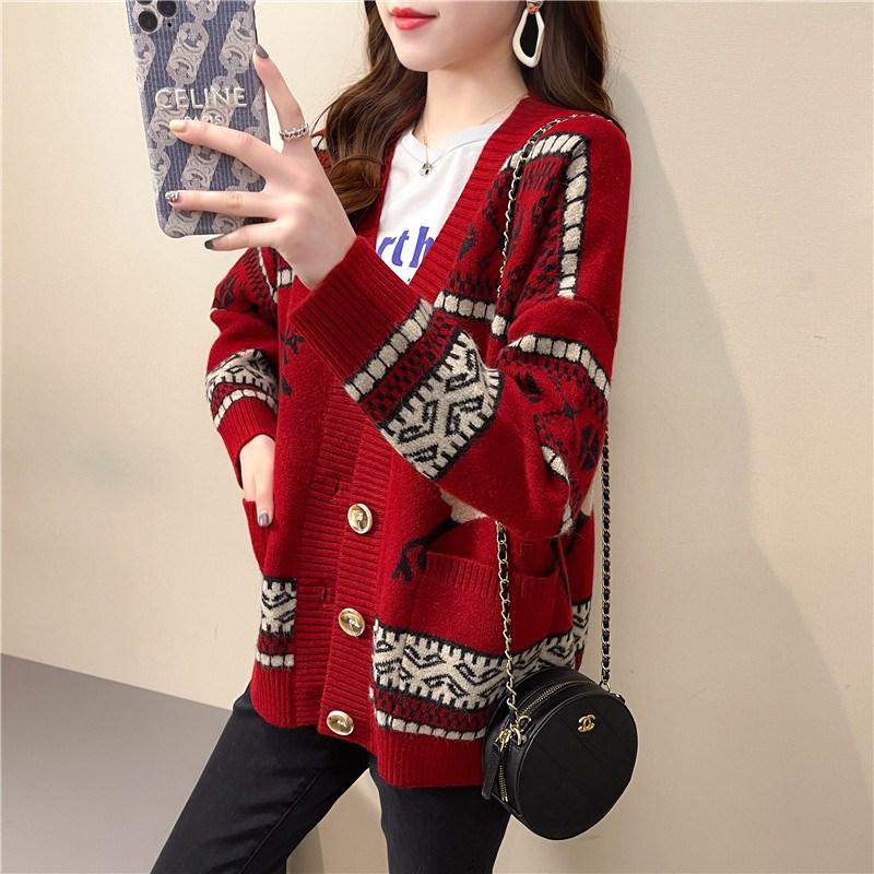 Women Fashion Sweater Jackets Deer Christmas Long Knit Coat Oversized Knit Sweater and Cardigans