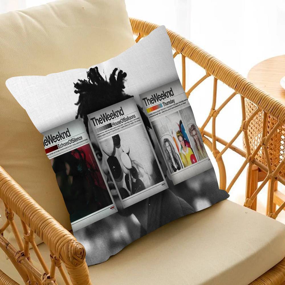 Music Album Star T-The Weeknd Hip Hop Print Pillow Covers Sofa Decorative Home Double-sided Printing Short Plush Cushion Cover