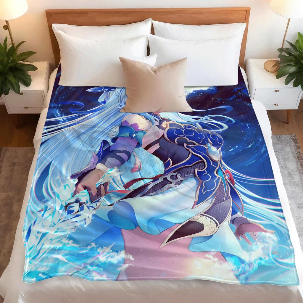 Cartoon Honkai Star Rail Jingliu Flannel Blanket Cover Soft Anime Blanket Multifunctional Decor Home Universal Blankets