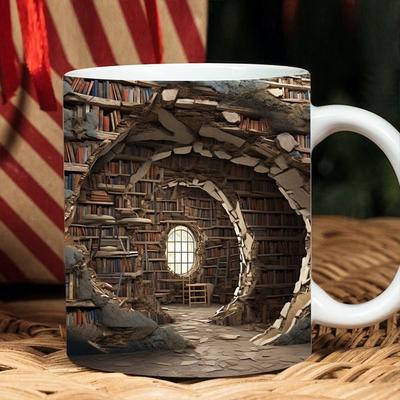 3D Bookshelf Ceramic Mug Creative Space Design Library Shelf Cup Tea Milk Coffee Cups Best Gift for Book Lovers