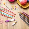 Tunisian Crochet Hooks Set 2-8 mm Aluminum Afghan Crochet Hooks, 3.5-12 mm Plastic Cable Weave Knitting Needle with Storage Bag, Scissors, Stitch