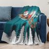 Cozy Christmas Throw Blanket Santa Claus Reindeer Holiday Decor Festive Winter Warm Bedding Gift Home Decoration Farmhouse Style