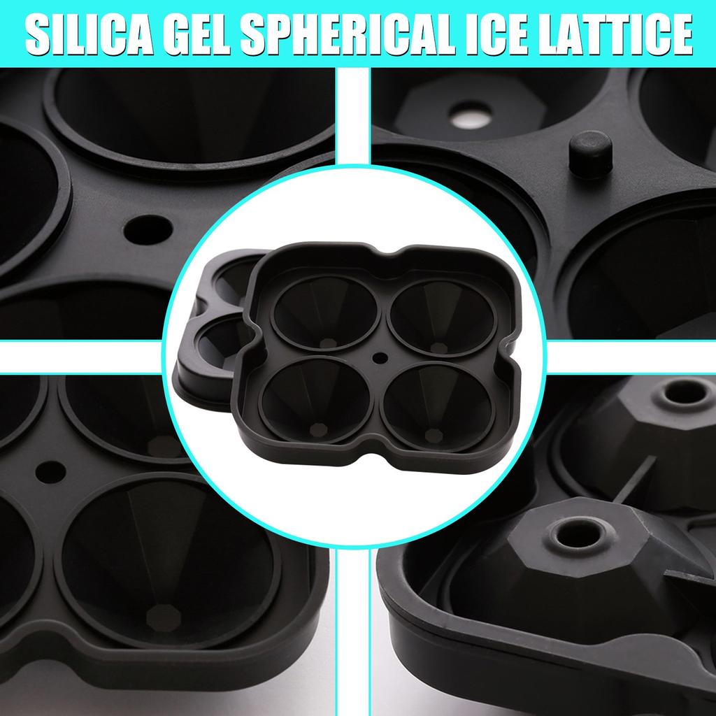 4 Cups Ball Shape 3D Ice C ube  Silicone Maker Tray