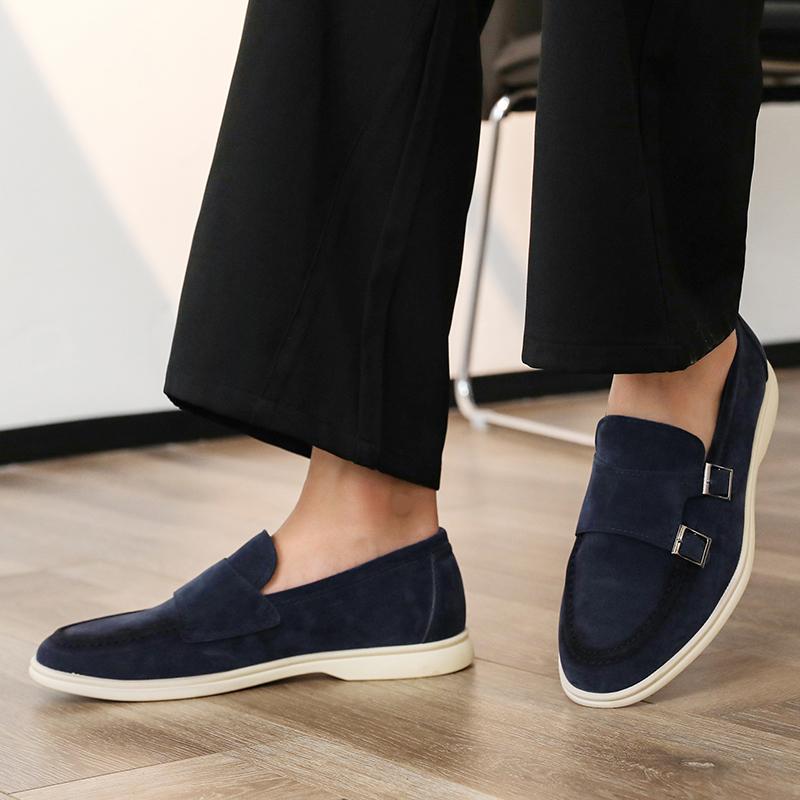 Fashion Fashion Brand Men's Comfortable Pointed Suede Casual Leather Shoes for Spring New Men's Breathable Non Slip Soft Soled Loafers