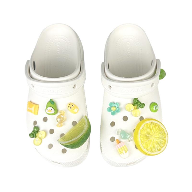 Crocs Classic Platform Clog BNK Sour Lemon Dream Star Summer French Line Girly Sweet Cool Hole Shoes Women's Green & White