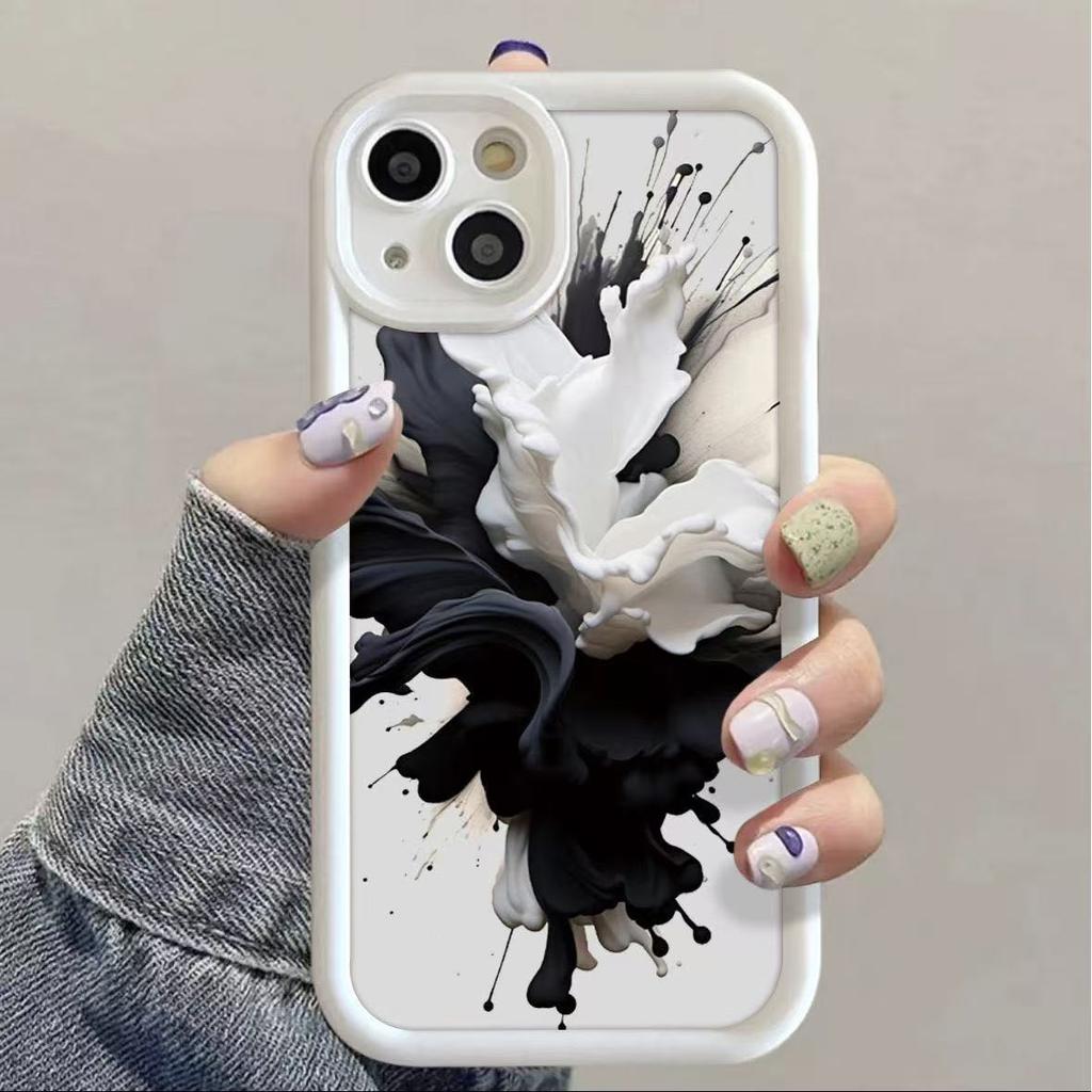 The New Black and White Ink Is Suitable for Iphone16 Mobile Phone Case Apple 15promax/14 Anti-drop 13pro12 Personality