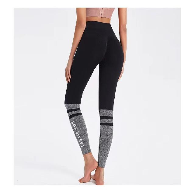 Peach Hip Sports Pants Women'S High Waist Elastic Letter Splicing Running Fitness Yoga Pants Women