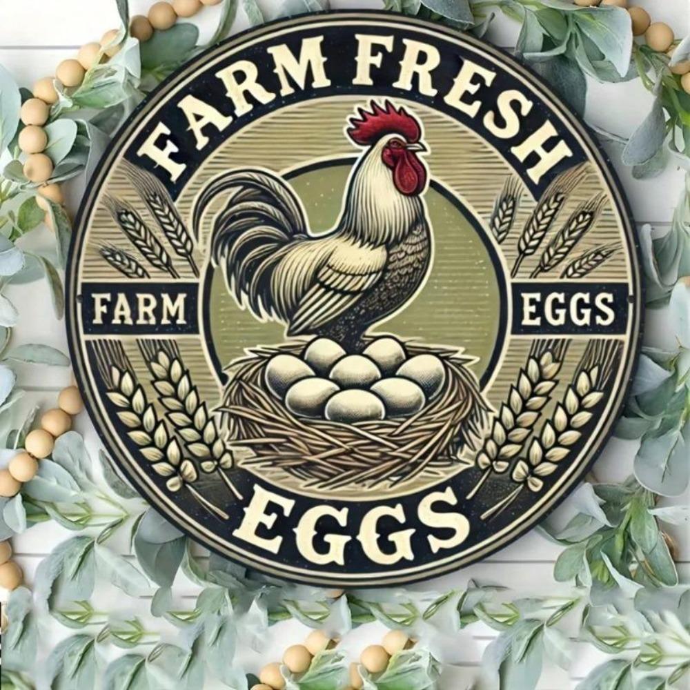 Vintage Eggs Metal Tin Sign Rustic Wall Decor Home Cafe Garage Farmhouse Kitchen Gift