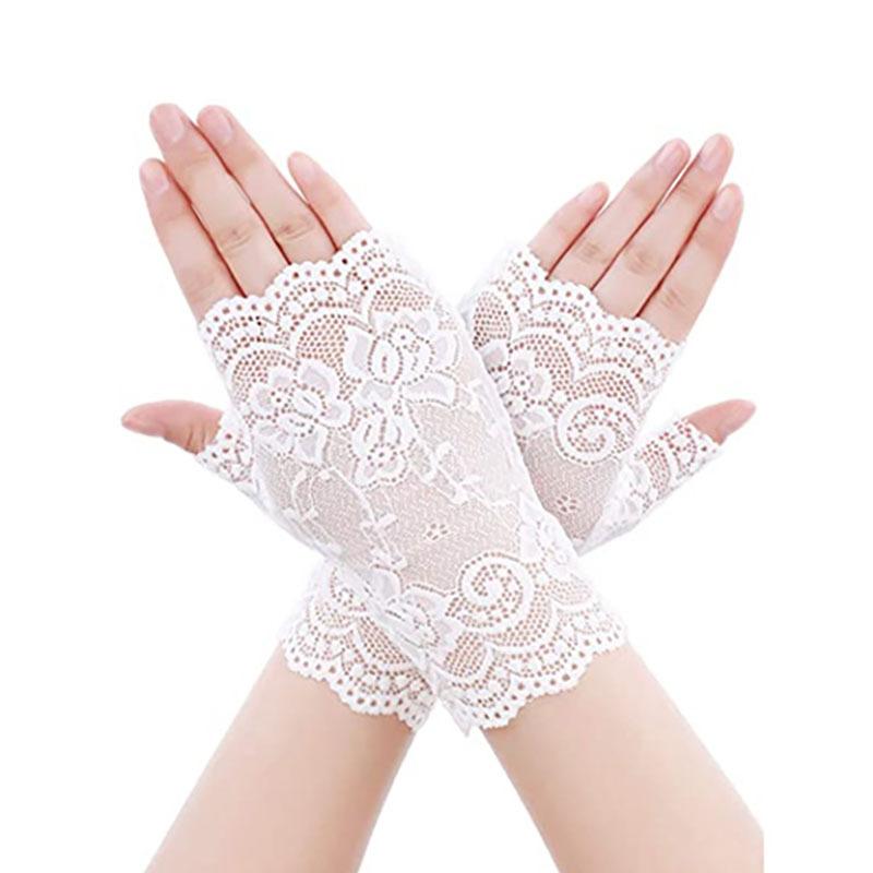

Lace Fingerless Gloves for Wedding, Evening Party, Cosplay, Photoshoot L білий