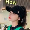 Women Hats 2025 New Autumn Winter Warm Rabbit Knitted Hats Outdoor Sports Golf Ponytail Hat Baseball Caps Empty Top Caps 1PC