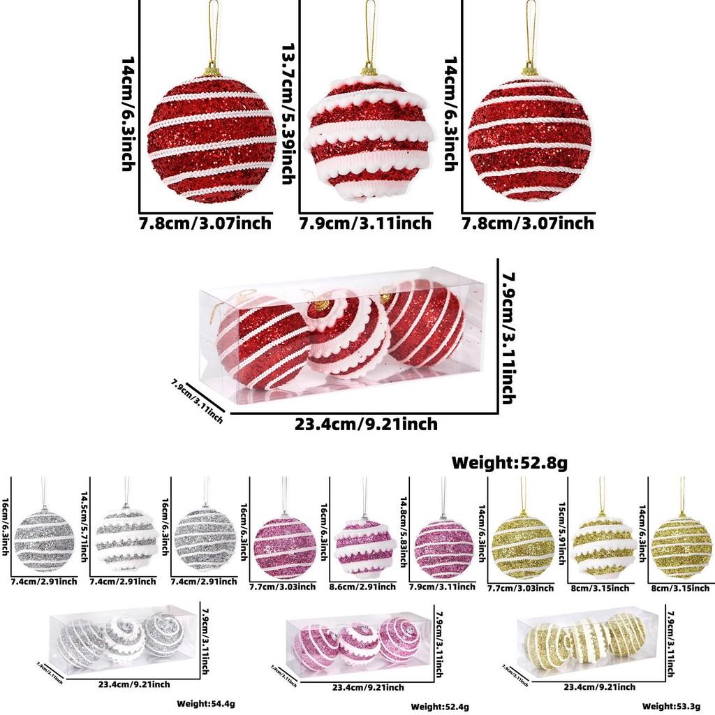 Glamorous Christmas Shimmering Tree Baubles In Silver Pink Gold Red For Cheer Festive