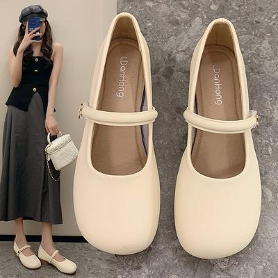 Scarpe Mary Jane alla Moda e Comode a Punta Tonda Bassa con Tacco Spesso da Donna Versatili per l'Estate Scarpe Singole Retro
