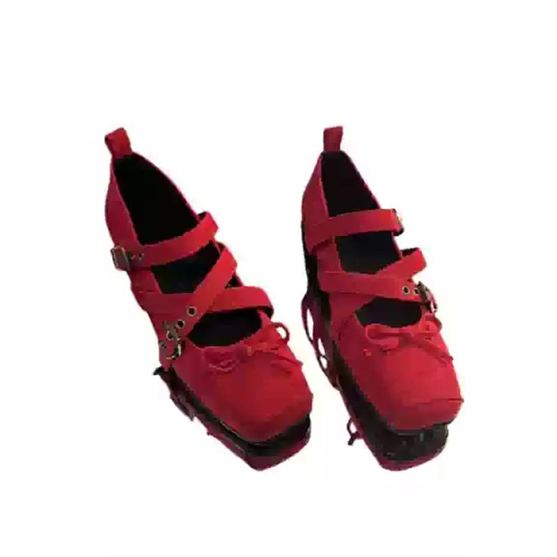 Spring Square Toe Women Mary Jane Fashion Cross Buckle Ladies Casual Dress Ballet Flats Shoes