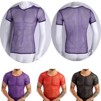 Letnia fajna siateczkowa, wąska, codzienna koszulka z krótkim rękawem Siatkowa koszulka męska przepuszczalna kamizelka