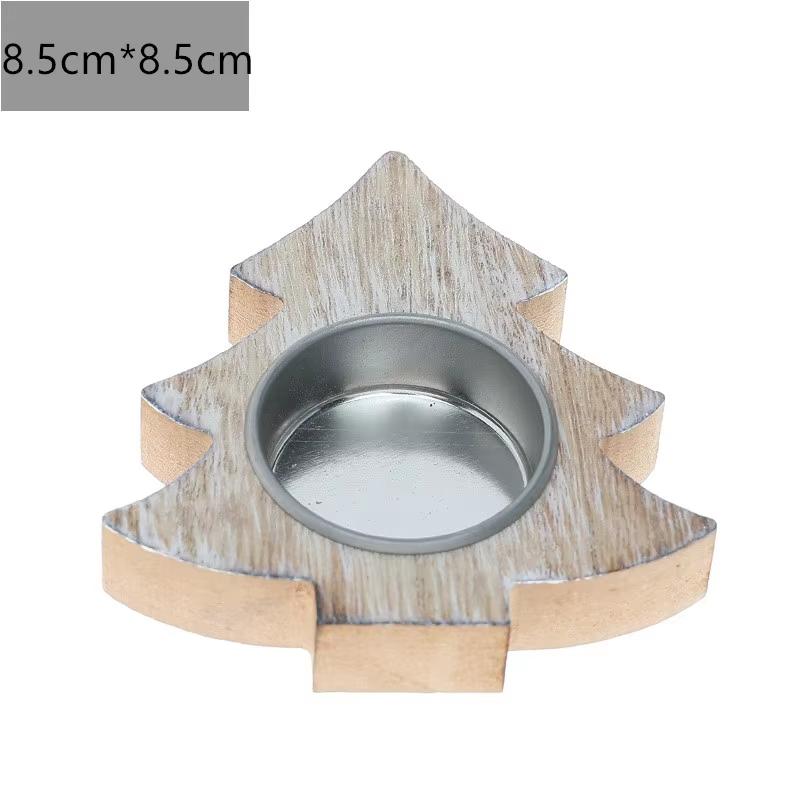 Wooden Xmas Snowflake Candlestick Christmas Tree Shape Candle Holder for Home Decoration 2025 Navidad Kerst Noel New Year Decor